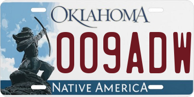 OK license plate 009ADW