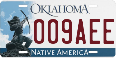 OK license plate 009AEE