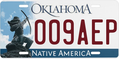 OK license plate 009AEP