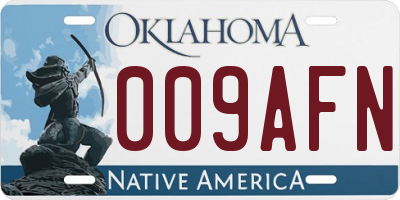 OK license plate 009AFN