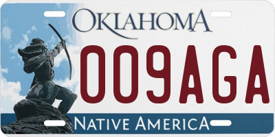 OK license plate 009AGA
