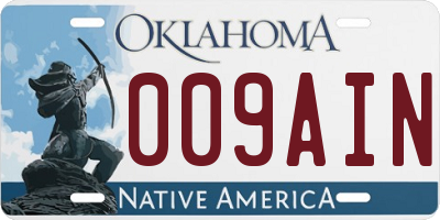OK license plate 009AIN