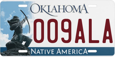 OK license plate 009ALA