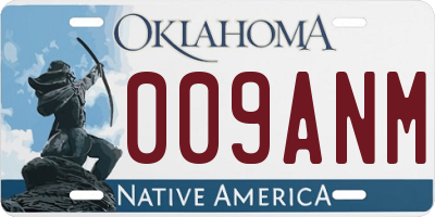 OK license plate 009ANM