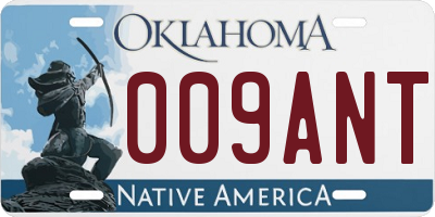 OK license plate 009ANT