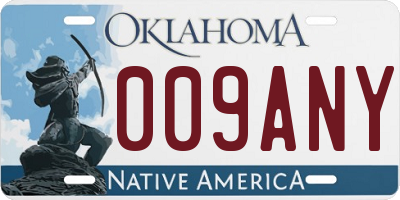 OK license plate 009ANY