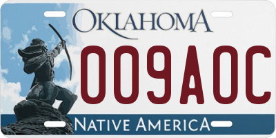 OK license plate 009AOC