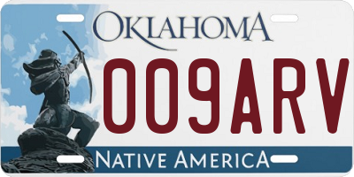 OK license plate 009ARV