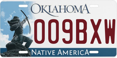 OK license plate 009BXW