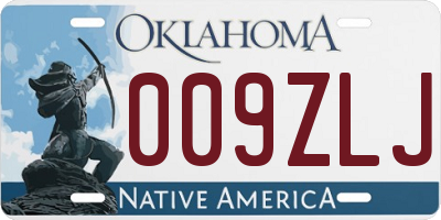 OK license plate 009ZLJ
