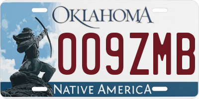 OK license plate 009ZMB