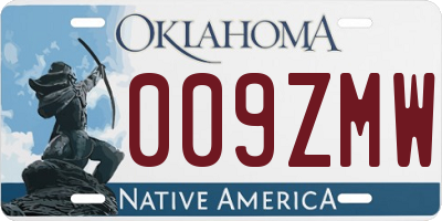 OK license plate 009ZMW