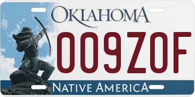 OK license plate 009ZOF