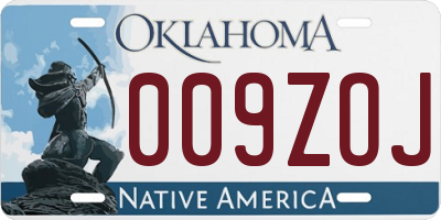 OK license plate 009ZOJ