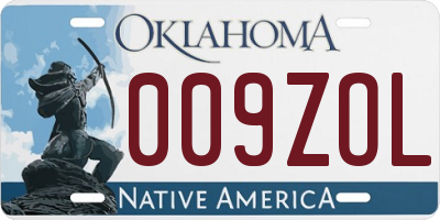 OK license plate 009ZOL