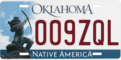OK license plate 009ZQL