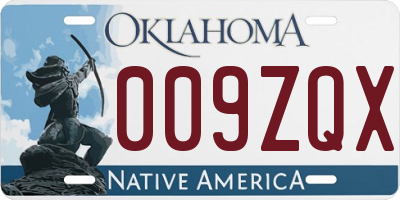OK license plate 009ZQX