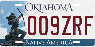 OK license plate 009ZRF