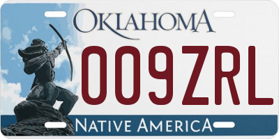OK license plate 009ZRL