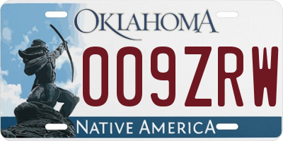 OK license plate 009ZRW
