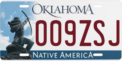 OK license plate 009ZSJ