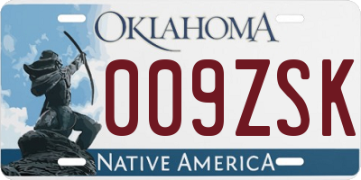 OK license plate 009ZSK