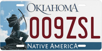 OK license plate 009ZSL