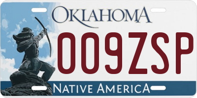 OK license plate 009ZSP