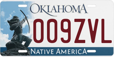 OK license plate 009ZVL