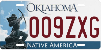 OK license plate 009ZXG