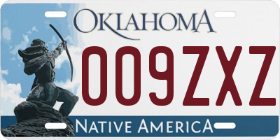 OK license plate 009ZXZ