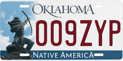 OK license plate 009ZYP
