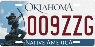 OK license plate 009ZZG