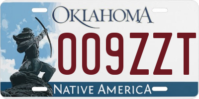 OK license plate 009ZZT