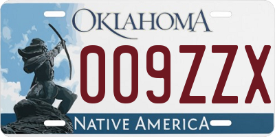 OK license plate 009ZZX