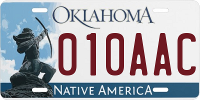 OK license plate 010AAC