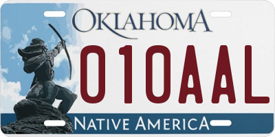 OK license plate 010AAL