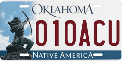 OK license plate 010ACU