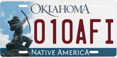 OK license plate 010AFI