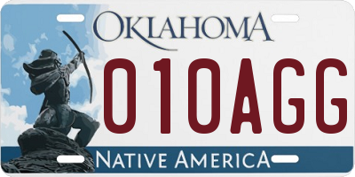 OK license plate 010AGG