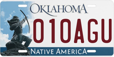 OK license plate 010AGU