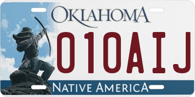 OK license plate 010AIJ