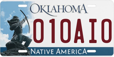 OK license plate 010AIO