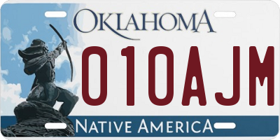 OK license plate 010AJM