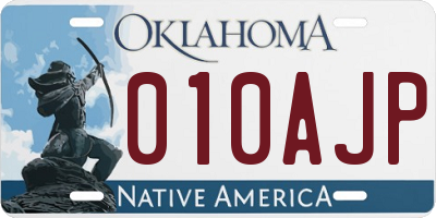 OK license plate 010AJP