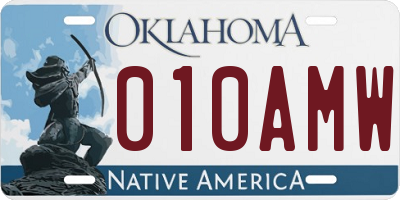 OK license plate 010AMW