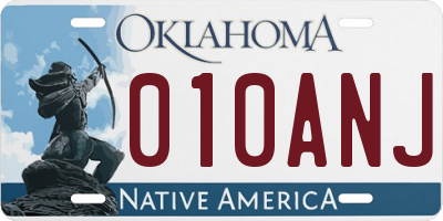 OK license plate 010ANJ