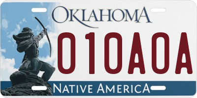 OK license plate 010AOA