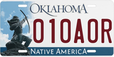 OK license plate 010AOR