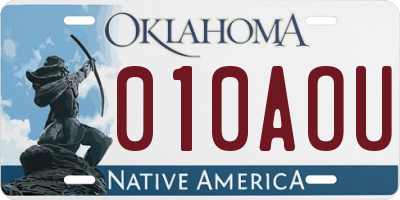 OK license plate 010AOU